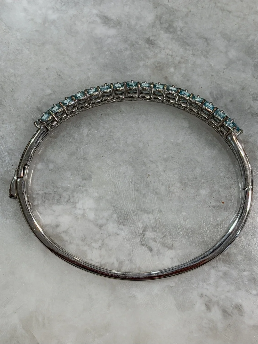 Betroka Blue Apatite Sterling Silver 7.25” Bangle Bracelet